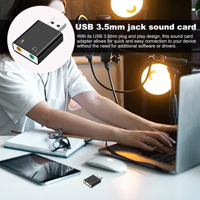 External Sound Cards - USB 3.5mm Sound Card Adapter | Plug and Play Card Accessories, USB Equipment for Computer Laptop