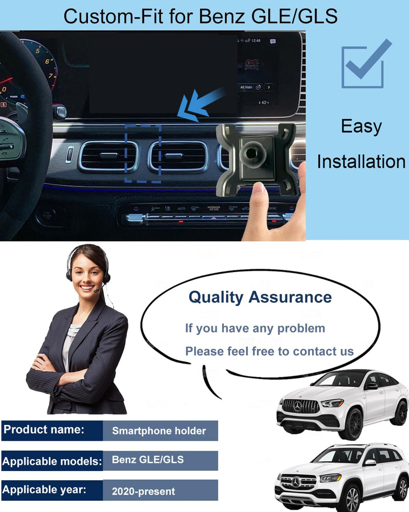 oricarmes 2026 Latest Extension arm for Mercedes Benz gle Magnetic Phone Mount Adjustable & Custom Fit 360° Rotation One-Hand Operation gle/gls Phone Holder 2020-2026 gle/gls Accessories