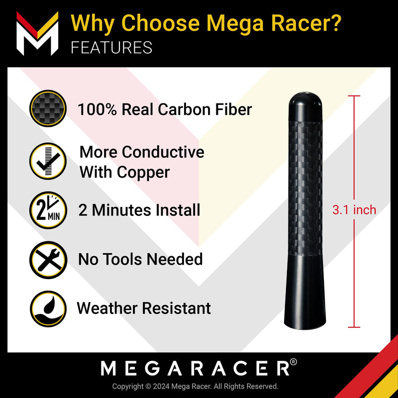 [AUSTRALIA] - Carbon Fiber Truck Antenna - Chevy Silverado 1500 & GMC Sierra 1500 2500 3500 Accessory (Year 1999-2024), Antena para Carro, Short Car Antenna Topper Replacement (3 Inch - Black) 3 Inch 