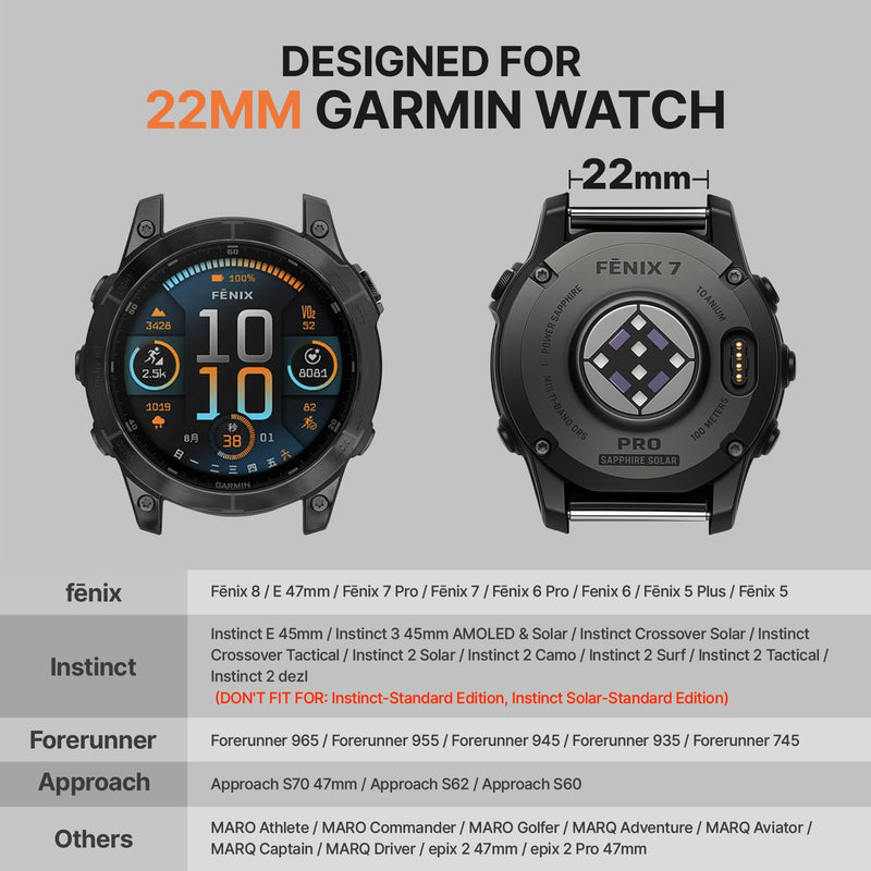 Bandletic Magnetic Bands Compatible with Garmin Watch 22mm