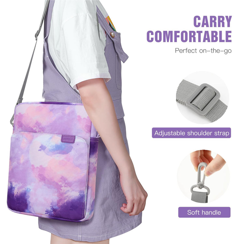 TiMOVO Tablet Case with Shoulder Strap Compatible with iPad, iPad Air, iPad Pro, Galaxy Tab S9 2023, Galaxy Tab A8 10.5 9-11 Watercolor Purple