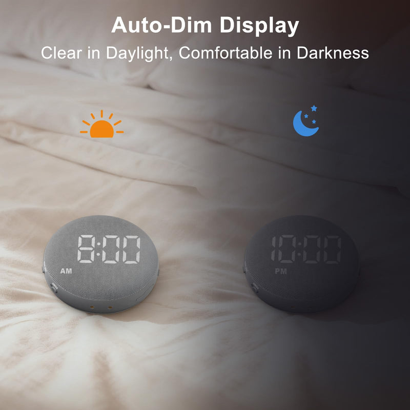 [AUSTRALIA] - SolaceRise Super Loud Alarm Clock for Heavy Sleepers: Vibrating Digital Auto-Dim Clock with Bed Shaker for Hearing Impaired - Portable Rechargeable Battery for Bedroom Travel Dorm - Gray 