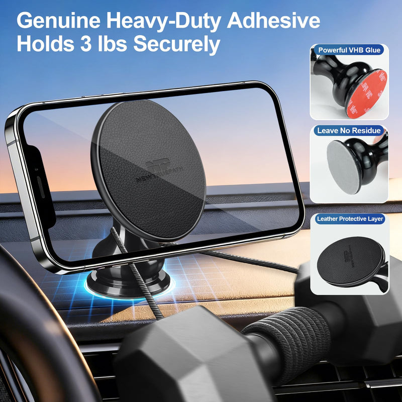 Ultra-Strong Magnetic Phone Holder for Car Dashboard MagSafe 360° Rotation Aluminum Alloy Metal Car Mount Compatible with iPhone 17 Pro Max/16 Smart Phone iPad Tablets Accessories(Black