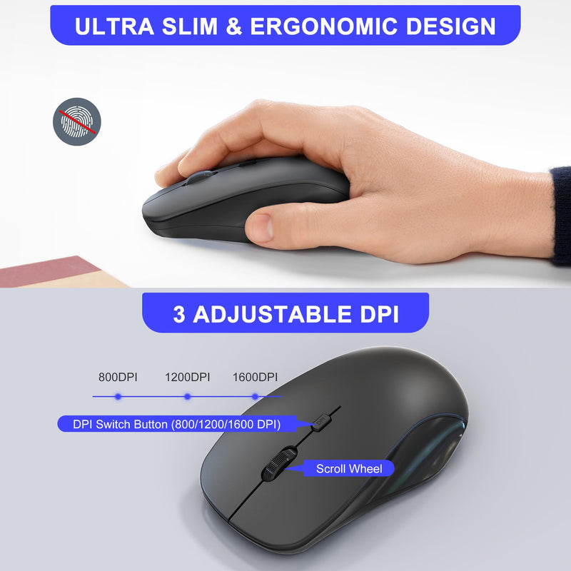 Wireless Mouse and Number Pad Combo - 22 Key USB Keypad and 3 Adjustable DPI Silent Mouse, 2.4GHz Ultra Slim & Portable Numeric Keypad and Mouse Set for Laptop, PC, Desktop, Notebook, One USB Receiver