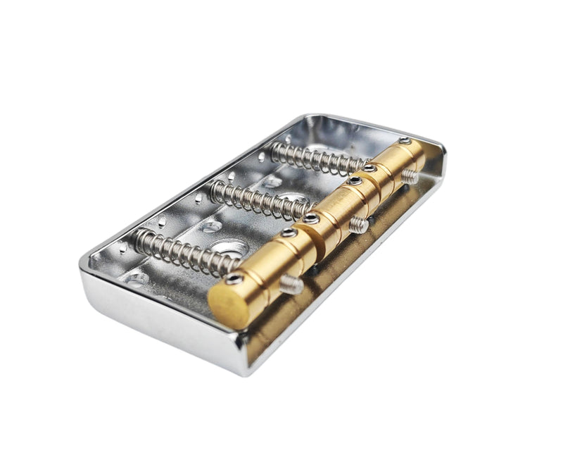 Guyker Fixed Short Bridge Assembly with Brass Compensated 3-Saddle and Steel Base Plate Compatible with Vintage TL Start ST Electric Guitar, GT02 GT02 chrome