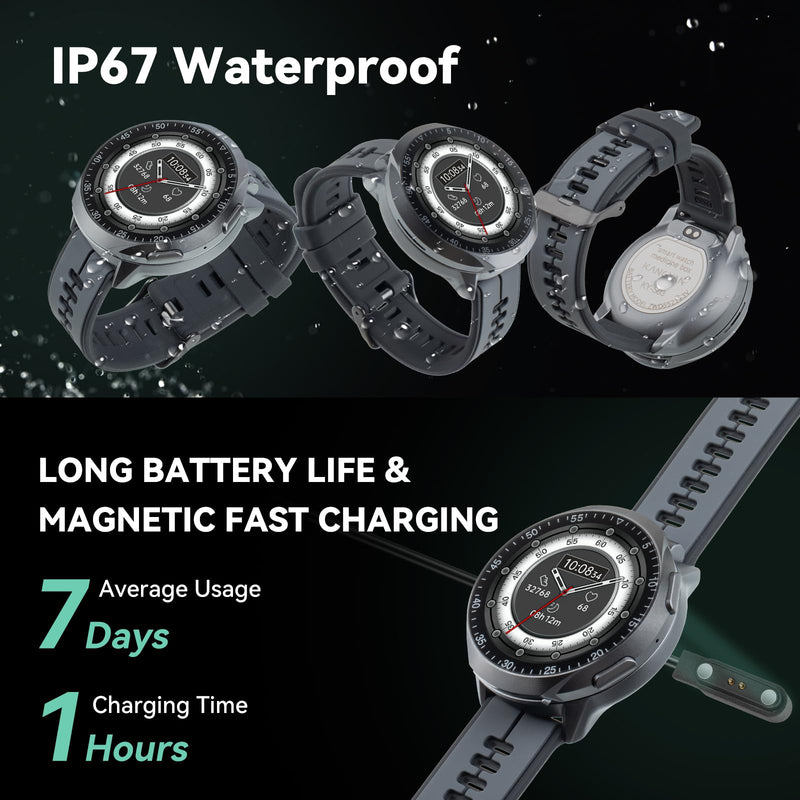 Smart Watch Pill Box, Fitness Smartwatch with Bluetooth Call for Men, Water Resistant Pill Organizer for Emergency, Pill Case for Emergency, Small Pill Container for Vitamin, Fish Oil