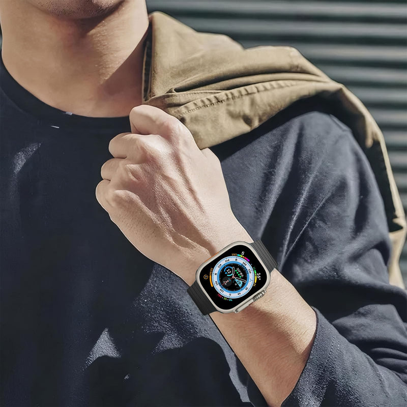 Titanium Band for Apple Watch 42mm/41mm, DLC Curved Link Bracelet, Grey | MaKTech DLC Coating Scratch-Resistant, Lightweight Metal Strap, for Apple Watch Series 11/10 42mm, 9/8/7 41mm, SE 3/2/1 40mm