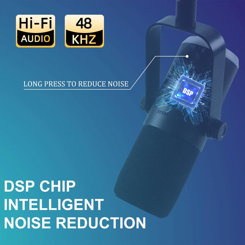 YU7 USB/XLR Dual-Mode Dynamic Gaming Microphone for PS5/PC/Mac/mobile Phones, 48kHz HiFi, Noise Reduction, RGB Gaming Light YouTube/TikTok Streaming Live mic, Can be Used for Microphone Stand