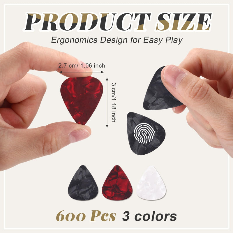 Yeshone 600 Pcs Guitar Picks Bulk Celluloid Picks Plectrums for Electric Acoustic Guitar Thin Medium Heavy Plectrums(3 Colors,0.46, 0.71, 0.96 mm) 0.46, 0.71, 0.96 mm 3 Colors
