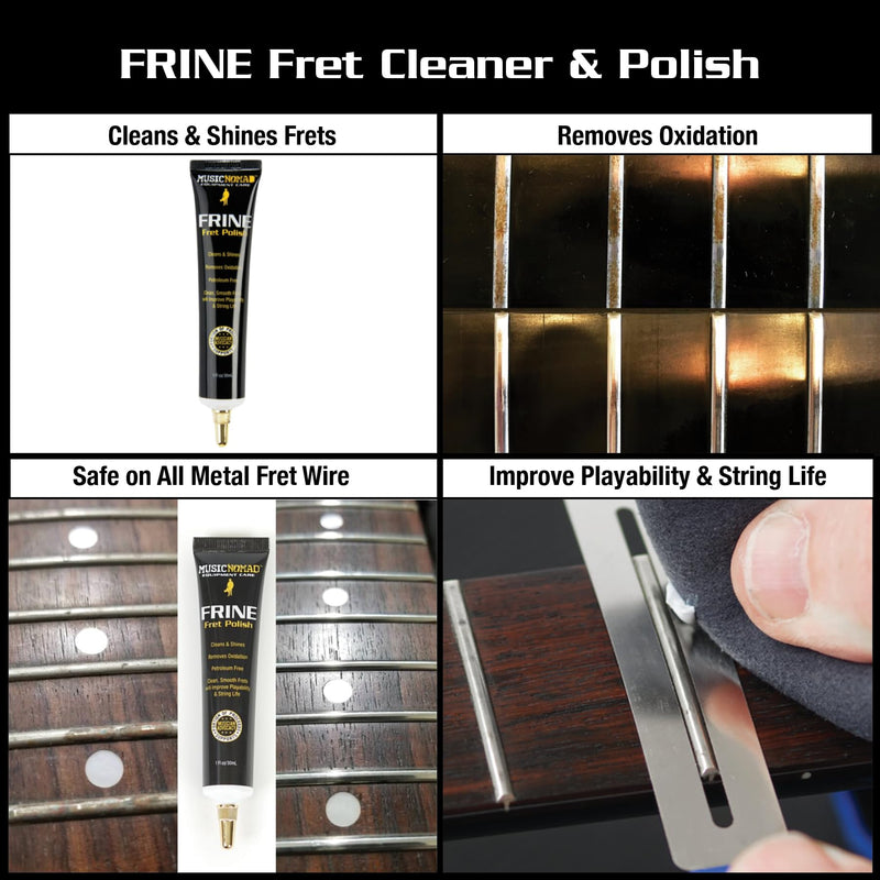 MusicNomad Guitar Cleaner, Fretboard Conditioner Oil, Fret Polish and Microfiber Cloth - 4 pc. Guitar Care Kit