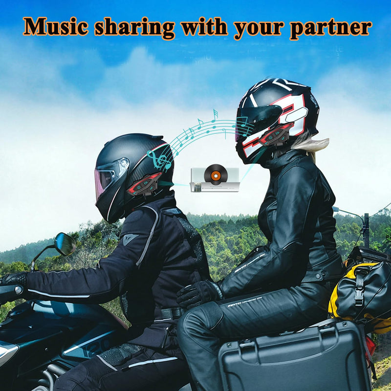 Motorbike Helmet Bluetooth intercom system,QSPORTPEAK Shark02 full duplex Wireless Motorbike Interphone for 2 Riders/Range1000m/Music sharing/Multi-country tone selection,One-step easy pairing(1 Pack)