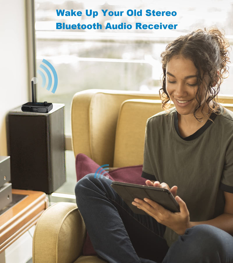 Bluetooth 5.3 Receiver for Home Stereo, Low Latency & HD Music Audio Bluetooth to RCA Adapter for Stereo/Speakers/Wired Speakers/Home Music Streaming Stereo System, Support Optical AUX 3.5mm