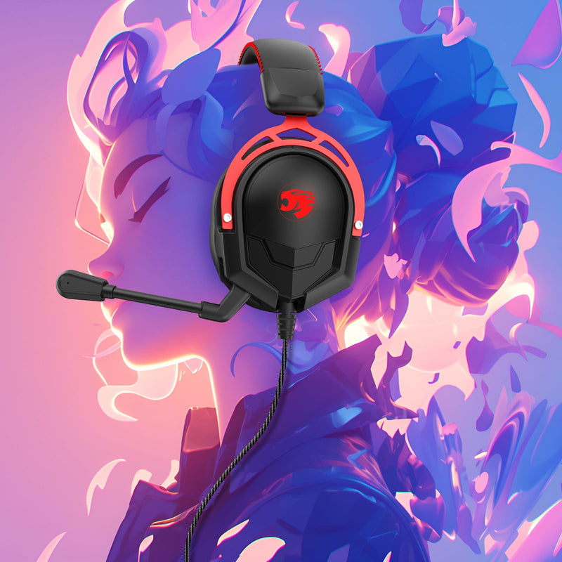 IMYB A88 Gaming Headset with Mic for Ps5, Pc, Xbox One Series X/s, Ps4, Switch, Stereo Wired Noise Cancelling Headphones with Microphone for Computer, Laptop, Mac, Nintendo, Games (Red) BlackRed