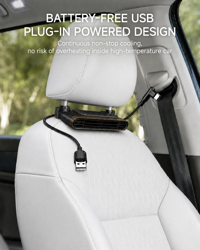 Car Seat Fan for Driver & Backseat- 2026 Upgraded USB Powered Headrest Fan with Aromatherapy, 3 Speeds Quiet Dual Turbo Cooling Fan for Baby Kids Dogs, Universal Fit for Most Cars (Large)