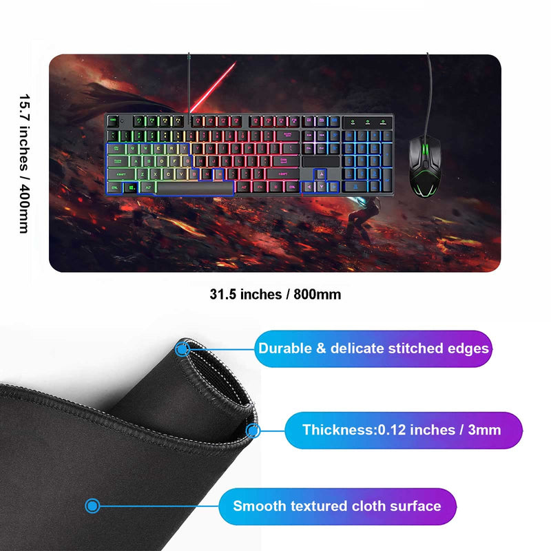XXL Mouse Pad Ahsoka-Tano Vs Vader,Extra Large Gaming Mousepad Laptop Desk Mat,Non-Slip Rubber Base,Stitched Edges,Smooth Fabric,Computer Keyboard & Mice Combo Pads for Office Game 31.5x15.7 80x40 Ahsoka Tano Vs Vader