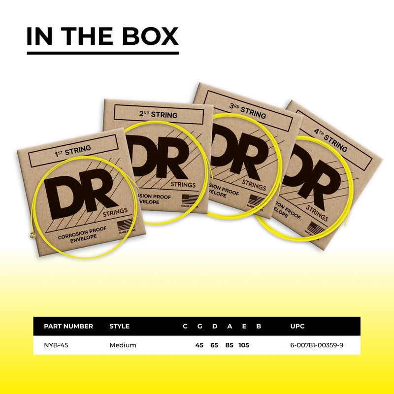 DR Strings HI-DEF NEON Bass Guitar Strings (NYB-45)