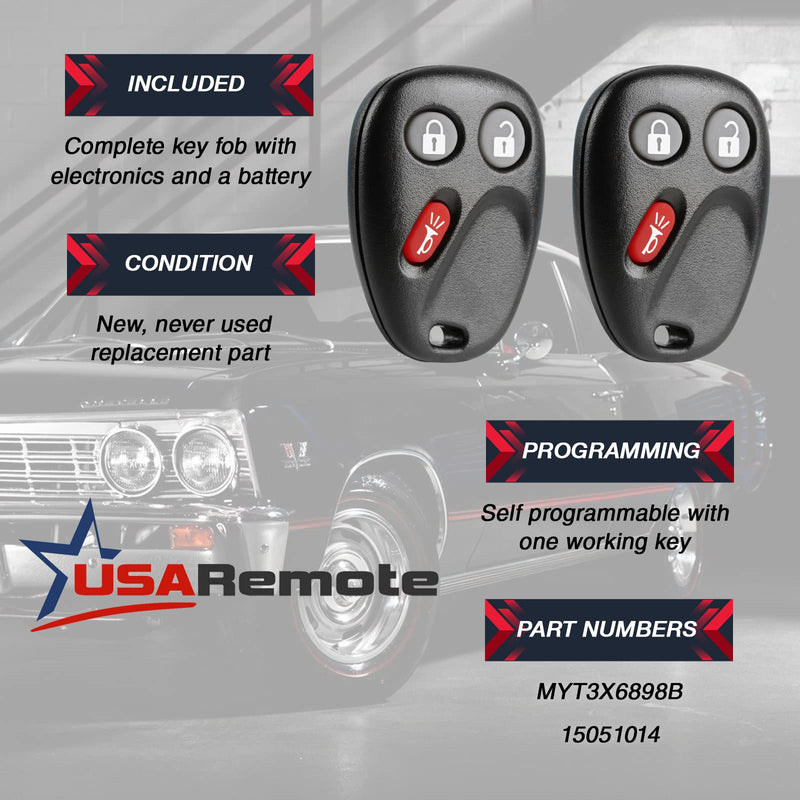 Car Key Fob Keyless Entry Remote fits Buick Rainier / Chevy Trailblazer / GMC Envoy / Isuzu Ascender / Oldsmobile Bravada (fits Part # 15008008 15008009), Set of 2 g-8008 [2]