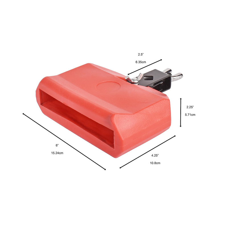 Jam Block - Latin Percussion Instrument, Musical Drum Block Accessory, Red Plastic with Adjustable Mounting Bracket - Complete with Drumstick Keyring