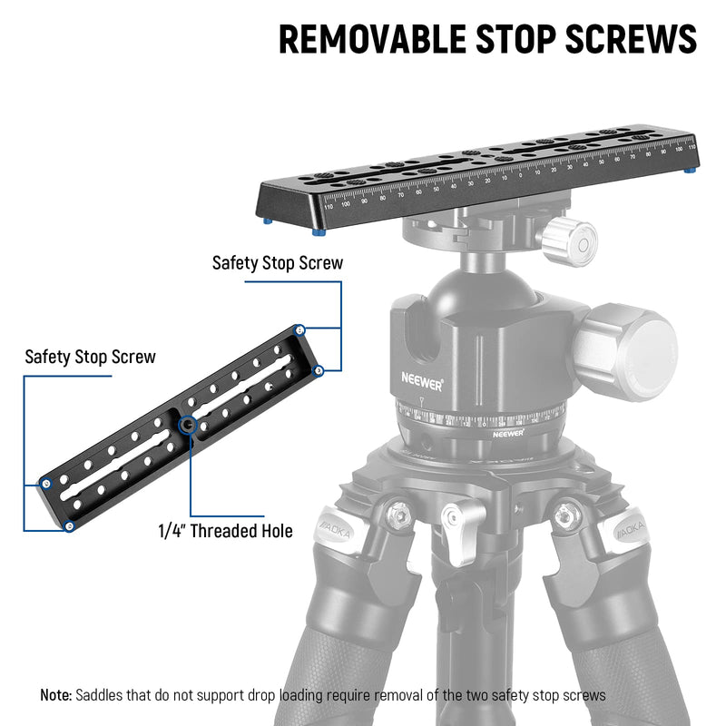 NEEWER 9"/230mm Rail Bar Vixen Style Dovetail Plate, Metal Mounting Plate Saddle with M6 1/4" 3/8" Camera Screw for Telescope Mount Adapter OTA Equatorial Tripod Sky Astrophotography, QR003