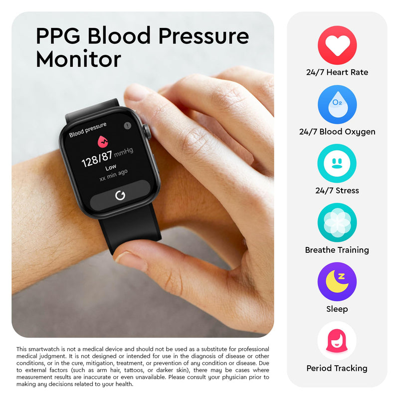 OCTANDRA Beyond VeryFit Smart Watch for Men Women 1.99" AMOLED Screen AI Voice 3ATM Fitness Tracker Watch Heart Rate/Blood Pressure/Oxygen Saturation/Stress/Step/Sleep Monitor (GTX12) (Black & Grey) GTX12 - Black & Grey