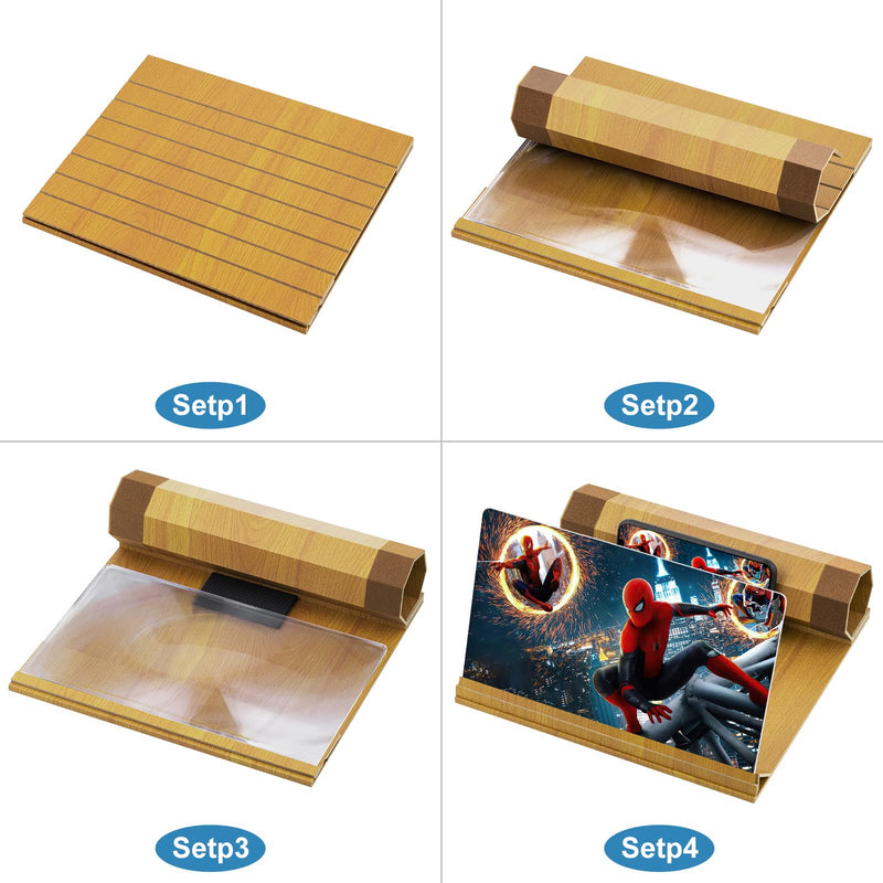 Syscicry 14‘’ Screen Magnifier for Smartphone, Mobile Phone 3D Magnifier Screen Expanders for Movies and Gaming Foldable Phone Stand with Screen Amplifier B1 Beige 14 Inch