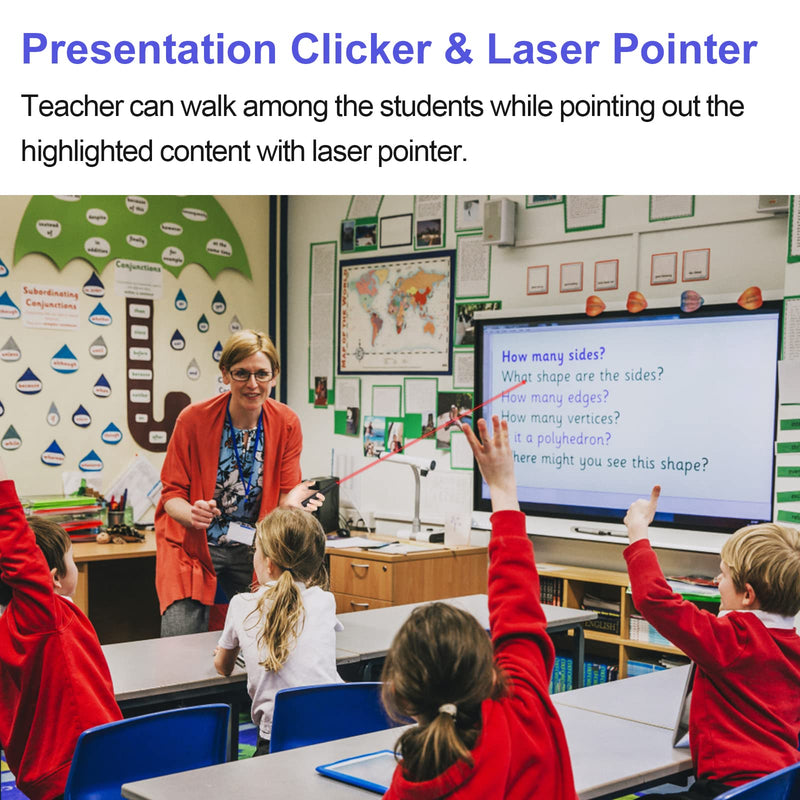 Presentation Clicker for PowerPoint Presentations, RF 2.4GHz Wireless Presenter Remote PowerPoint Clicker with Laser Pointer for Pets, Mac/Windows/Slide Advancer/Classroom/Office/PPT/Computer Clickers