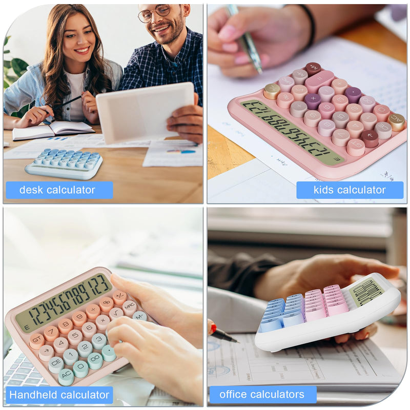 [AUSTRALIA] - Mechanical Calculator 12 Digit Extra Large 5-Inch LCD Display, DECKLIT Battery Desk Calculator, Big Buttons Easy to Press Office Calculators Desktop, 15°Tilt Screen for Kids Calculator(Gradient Pink) Gradient Pink 