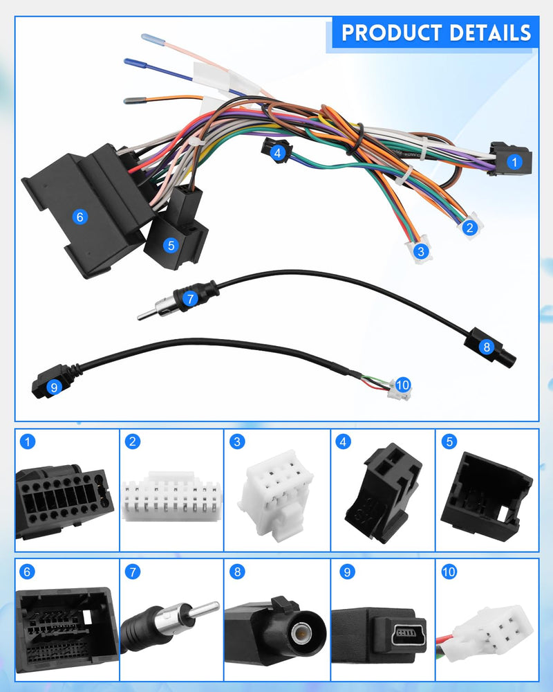 Radio Wiring Harness Kit 44 Pin Fit for Chevrolet Orlando 2012-2014,for Malibu 2013-2015,for Trax Cruze Aveo 2014-2016, 16Pin Stereo Connector with Facotry USB Adapter Antenna Cable