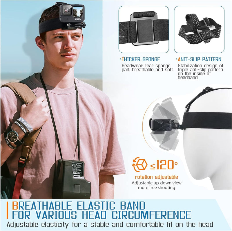 Generic Mobile Phone Chest Strap Mount Harness and Head Strap Holder Kit for VLOG/POV Phone Holder Compatible with iPhone,Samsung,Google and GoPro,AKASO,DJI Osmo Action Camera