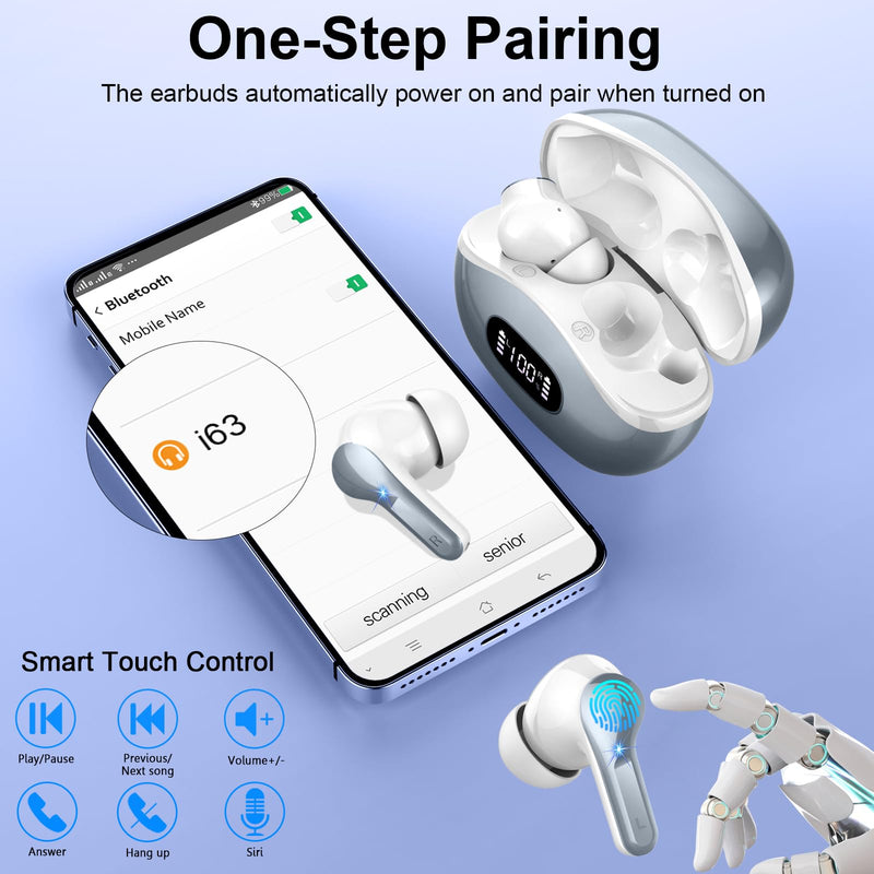 Ordtop Wireless Earbuds, Bluetooth 5.3 Headphones 2025 NEW Ear Buds 40H Bass Stereo in-Ear Earphones