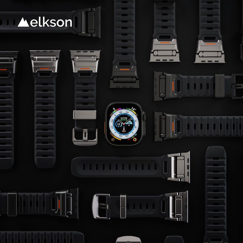elkson Fusion Band for Apple Watch Ultra 3 2 1 49mm Series 11 10 46mm 9 45mm SE3 44mm – Stainless Steel Silicone Strap, Sweat-Resistant Breathable Secure Fit for Sports Work Travel Everyday Wear Black Stainless Steel / Black Silicone