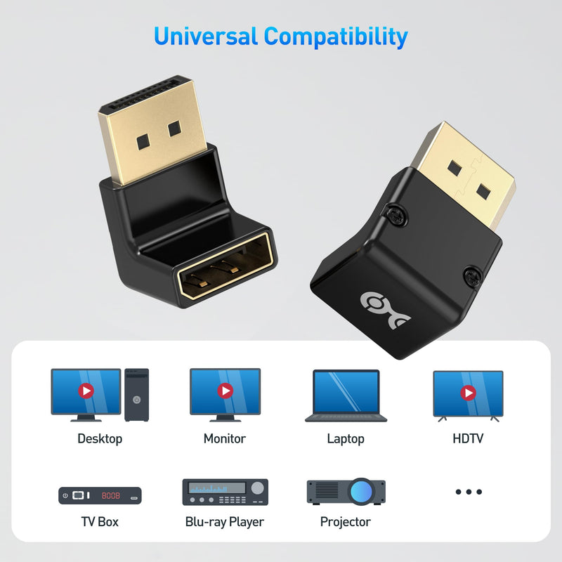 Cable Matters 4K@240Hz Right Angle DisplayPort 1.4 Adapter (8K DisplayPort 90 Degree Adapter, Right Angle Display Port Adapter) in Black
