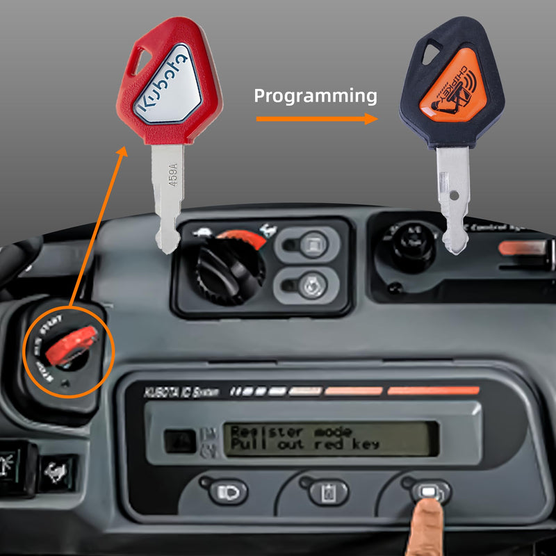 459A Key with Chip Compatible with Kubota U15/30/48/55/135/155/161/163 Excavator Digger ELI80-0101 RC411-53933 RC461-53930 Excavator Accessories Programming Key