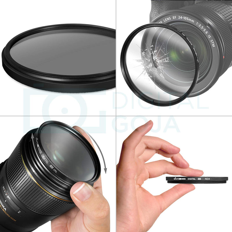 Altura Photo 58MM Lens Filter Kit - Includes 58MM ND Filter, 58MM Polarizer Filter, 58MM UV Filter - UV, CPL Polarizing Filter, Neutral Density for Camera Lens with 58MM Filters + Lens Filter Case