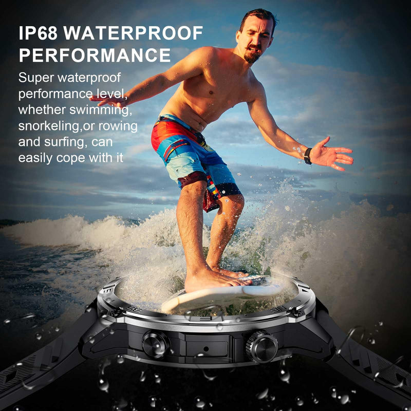 LogHog 3 ATM Waterproof Amoled Smart Watch with GPS,Compass, Altitude,Air Pressure,540mAh Extra Large Battery,Metal Body Rugged Military Smartwatch Compatiable for Andriod iOS Jet Black