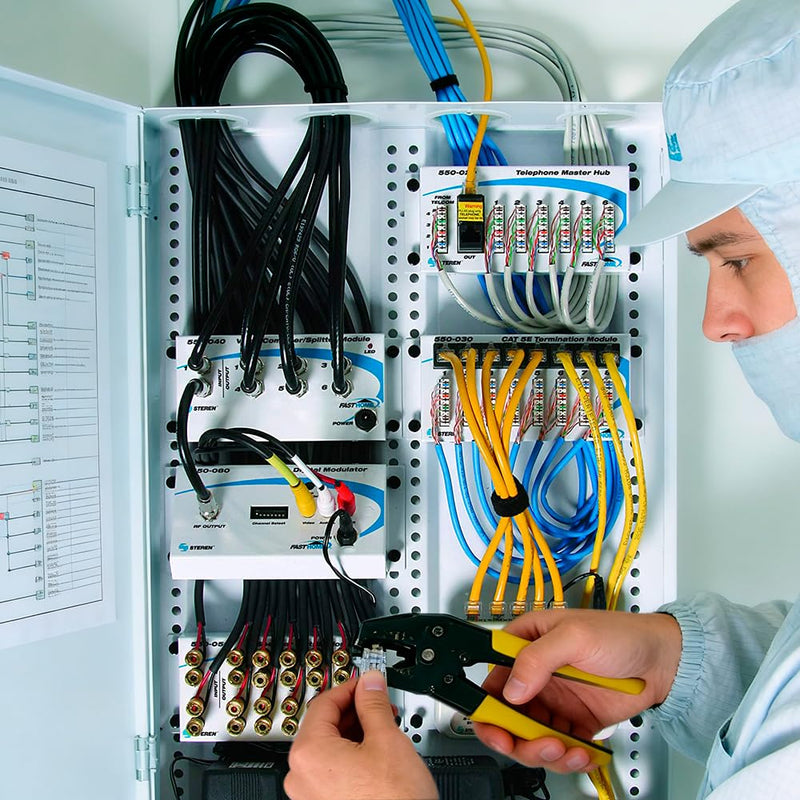 Steren 8 Port Network Hub - FastHome Cat 5E Termination Data Hub Module - High-Speed Network Connector for Home & Office