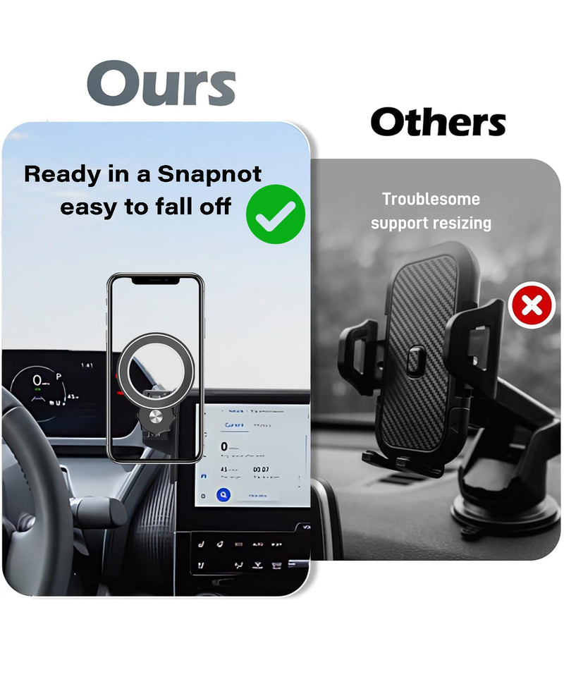 Car Phone Holder for Toyota BZ4X/Subaru Solterra 2023 2024 2025 Accessories | 8/12.3" Screen Clip-On MagSafe Strong Magnetic Cell Phone Mount, 360° Rotatable Hands-Free Holder, Not Block Air Vents