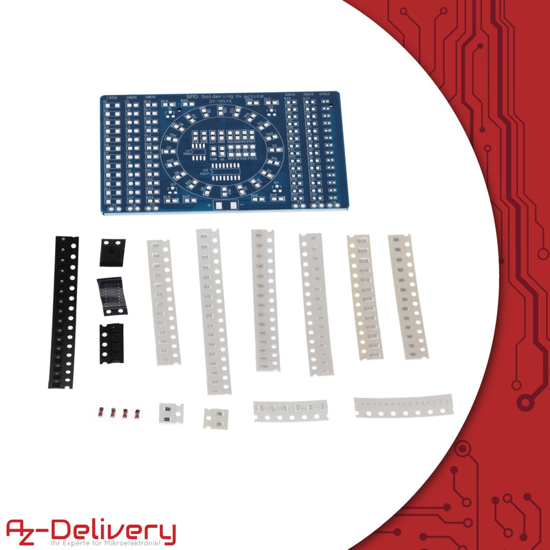 AZDelivery NE555 SMD Soldering Practice Board DIY Kit - LED Module for Soldering Learning, Set with Soldering Kit - Electronic Soldering Kit for Soldering Exercises