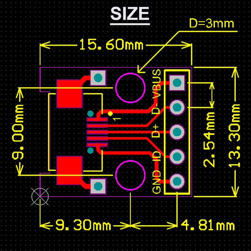10 Pcs Micro USB Female to DIP Adapter 2.54mm 5 Pin USB 2.0 Micro USB Socket to DIP Converter Breakout Board for DIY Power Supply with 50 Pin Header
