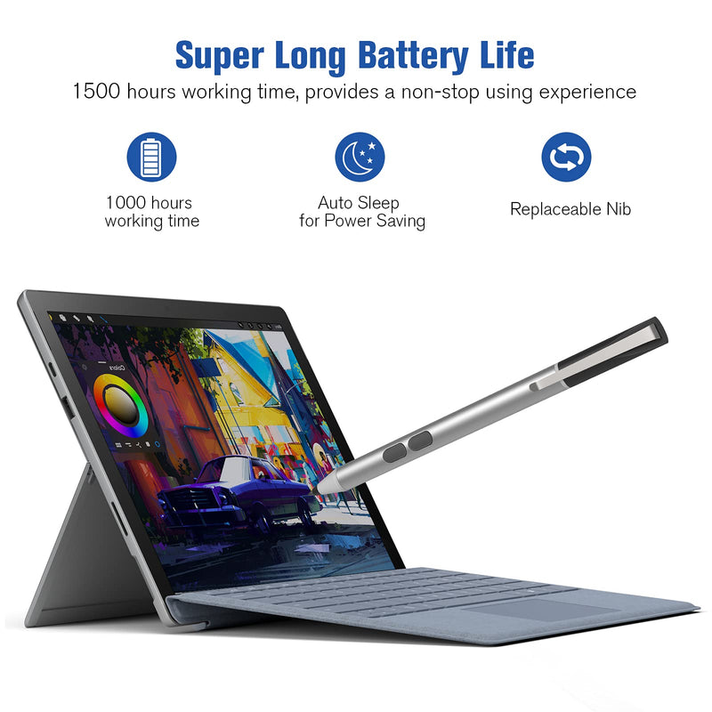 Surface Pro Pen Official Stylus for Microsoft Surface Pro 8/X/7+/6/5/4/3/Surface 3, Surface Go 3/2/1, Surface Laptop/Studio/Book 4/3/2/1 with Palm Rejection, 1024 Levels Pressure, 2500h Working Hours Grey