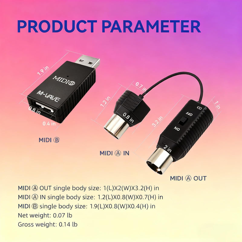 [AUSTRALIA] - Wireless MIDI Interface, USB Bluetooth Option for MIDI Controller Mac, iOS, Windows, MIDI Transmission System Ultra Low Latency, 5-PIN DIN Interface Wireless MIDI Synthesizer Keytar Digital Piano 