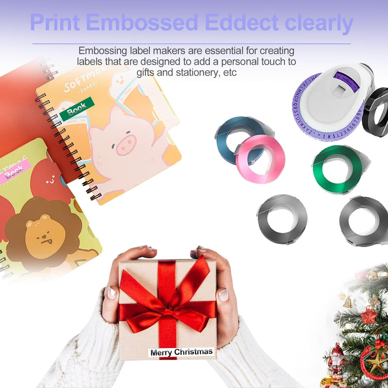 [AUSTRALIA] - Embossing Label Maker with 3 Tapes, 3D Embosser Handheld Label Machine, Portable Lettering Embossed Labeler with 3 Rolls Emboss Tapes for Office Home Organization and DIY Crafting（Purple） 