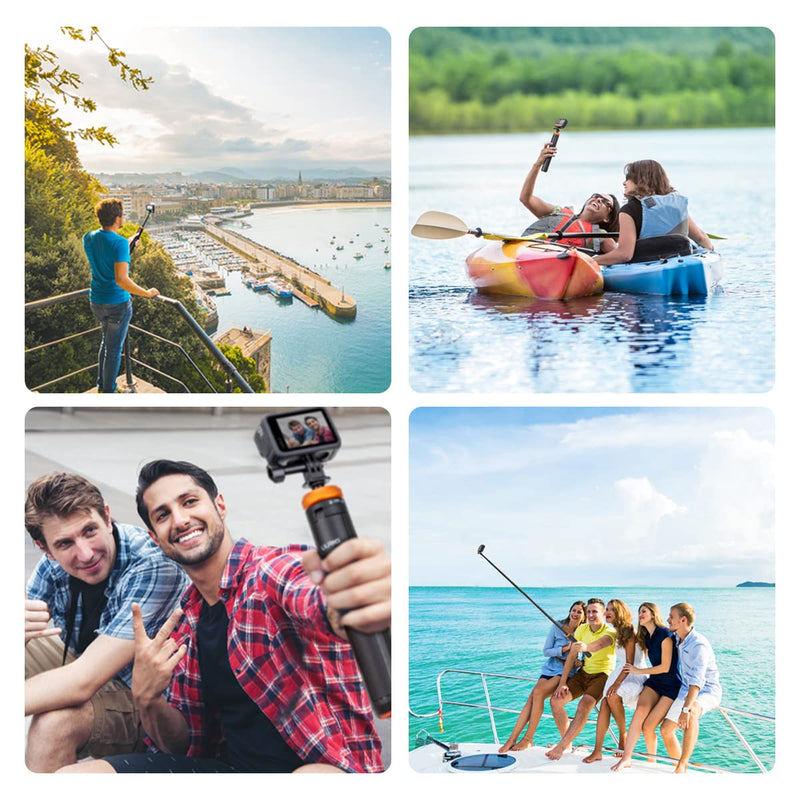 UURig Telescopic Selfie Stick Long with Tripod, Waterproof Hand Grip, for Insta360 GoPro Hero 10 9 8 7 6 5 4 3 2, Fusion, Max, Session, AKASO, SJCAM, DJI OSMO GoPro A0009
