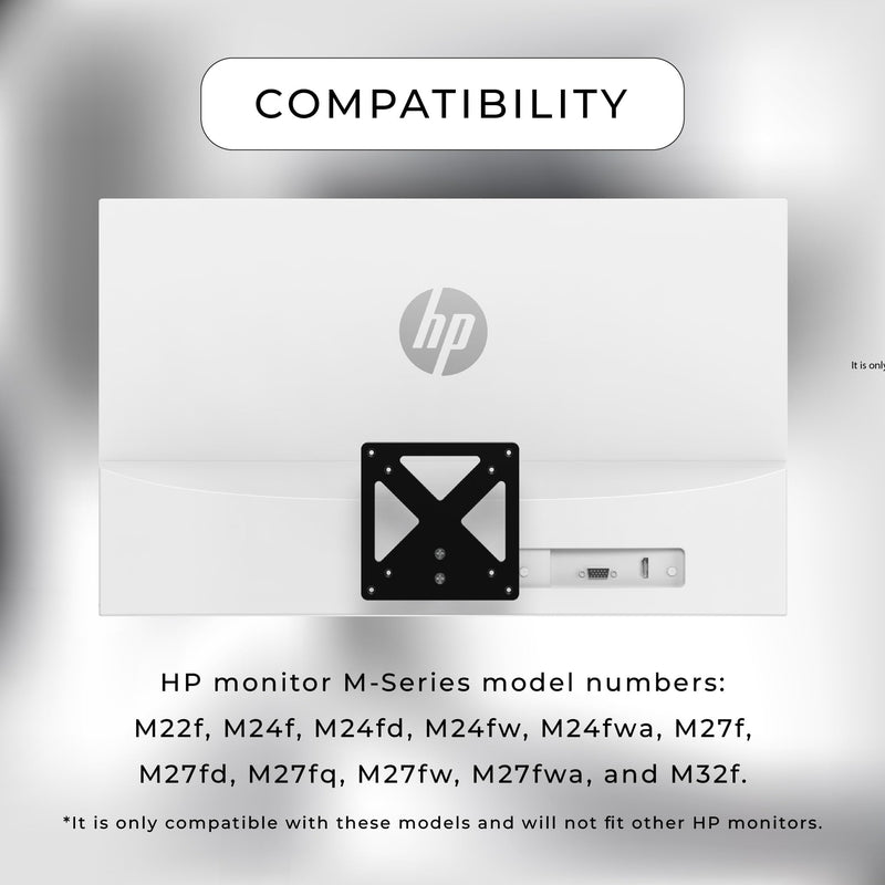 HumanCentric VESA Mount Adapter for HP M Series & 5 Series Monitors | Fits M22f, M24f, M24fd, M24fw, M24fwa, M27f, M27fd, M27fq, M27fw, M27fwa, M32f, 524sa, 524sw, 524sf, 527sa, 527sw 527sf 532sf
