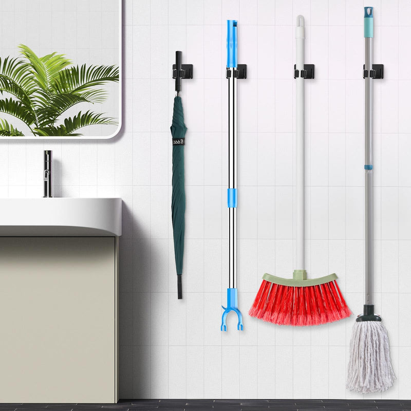 YAOSHENGUP Pack of 5 Broom Holder Wall Self-Adhesive Tool Holder Stainless Steel Garden Tool Holder Wall Mount Tool Holder Hook Rack Broom Holder Garden Tool Holder Wall Hooks for Bathroom Kitchen