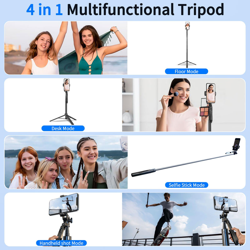 Auto Face Tracking Tripod 360° Rotation, 67" Tripod for iPhone Selfie Stick,Phone Tripod Stand Holder with Remote Gesture Control,No App, for Live Video Tiktok Live Vlog Streaming Video LY-US-A200+55S