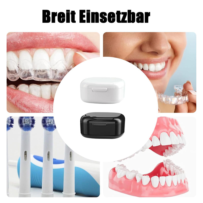 [AUSTRALIA] - Pack of 2 Denture Box, Portable Denture Box, Denture Box with Hanging, Portable for Storage and Cleaning Dummies and Braces (Black, White) 