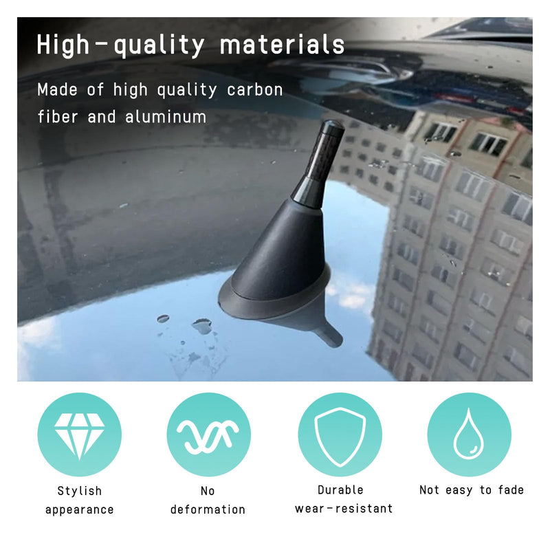 Car Short Antenna, 1.37" Stubby Aluminum Radio Antenna Replacement, Carbon Fiber Antenna Kit with Screws, AM/FM Roof Mount Car Radio Reception Antenna Mast for Most Cars SUVs (Black) Black