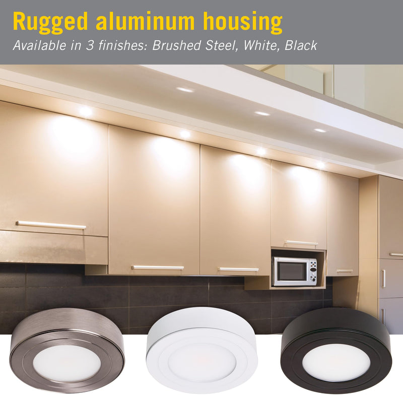 Armacost Lighting 213411 2700K Purevue Dimmable Led Puck Light, Soft White Brushed Steel Soft White (2700K)