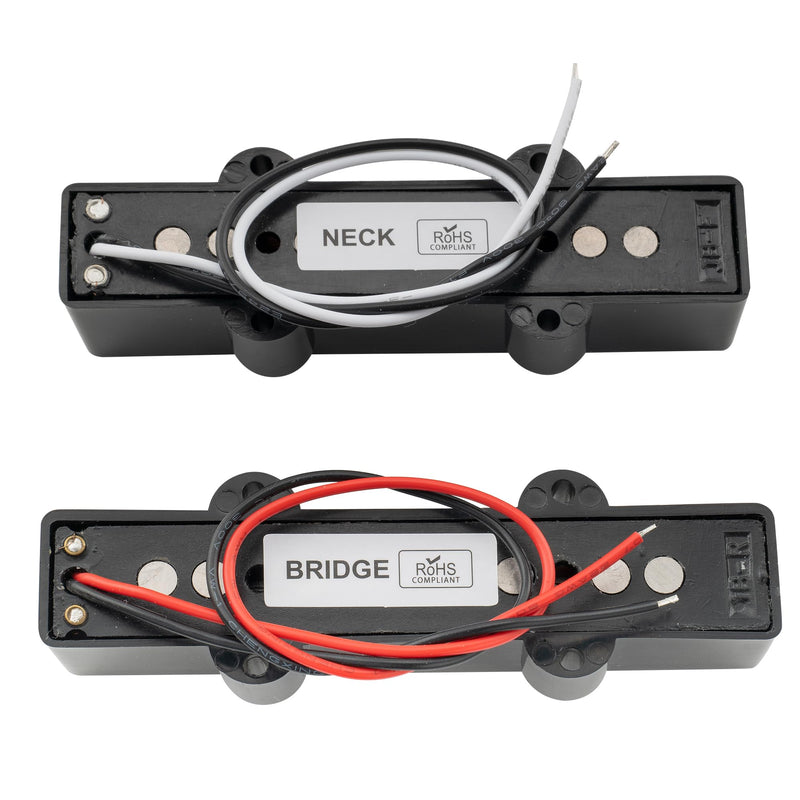 Wilkinson M-series WOJB Variable Gauss Alnico 5 Jazz Bass Neck and Bridge Pickups Set Vintage Tone for 4-string JB Style Electric Bass, Black